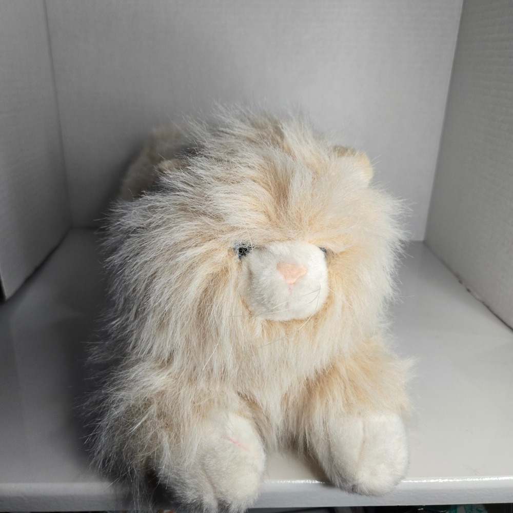 Lord And Taylor Persian Cat Plush White Cream Realistic Stuffed Animal Toy